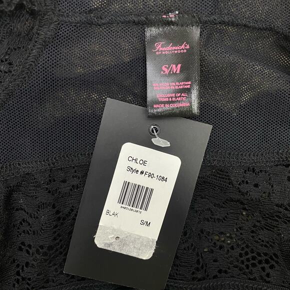 FREDERICKS OF HOLLYWOOD Chloe Black Corset Laced Teddy Sz S/M Sheer Lingerie NWT - Picture 4 of 9